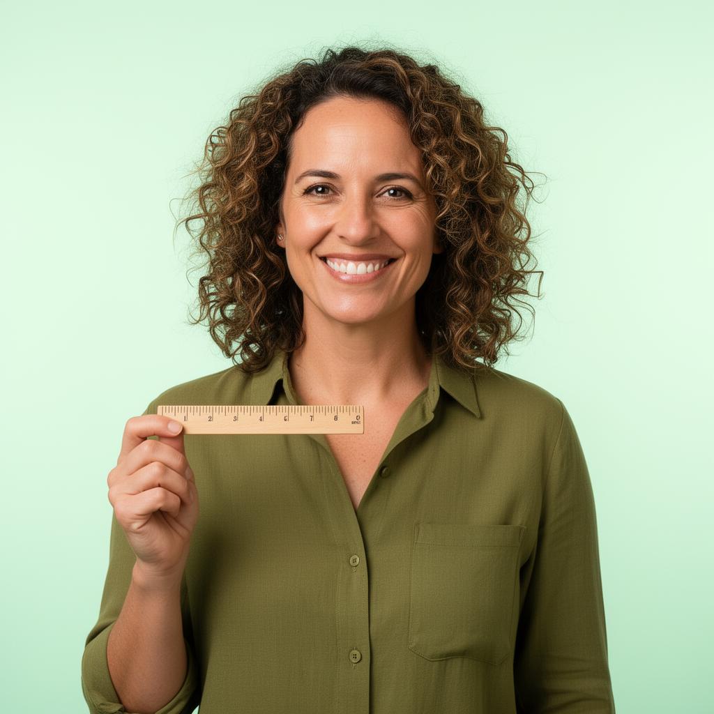 Editor holding a measuring ruler